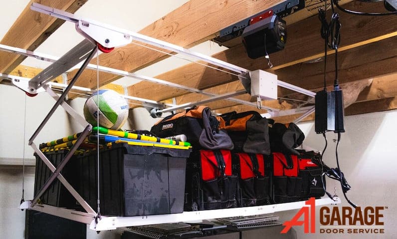Overhead Lift Metal Garage Door Storage System